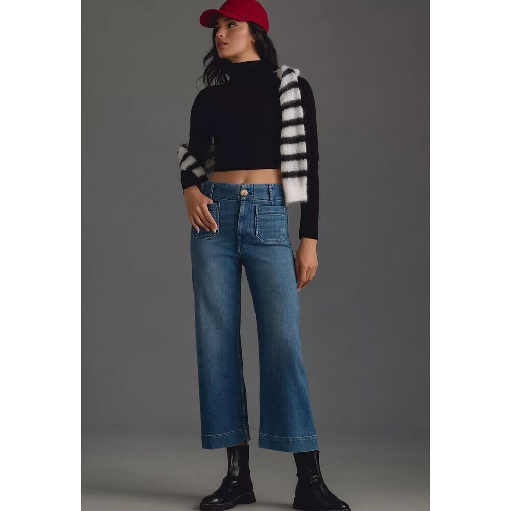 Maeve The Colette Cropped High-rise Wide-leg Jeans Size 34 Anthropologie